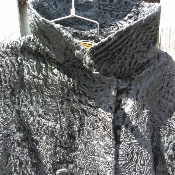 Vintage black persian lamb cropped cocktail jacket 3/4 sleeves - Picture 8 of 11